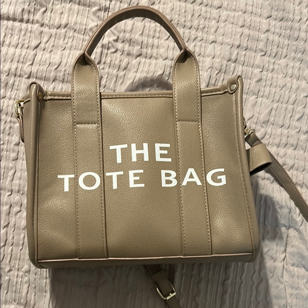 Tan Structured Tote Bag with Modern Design